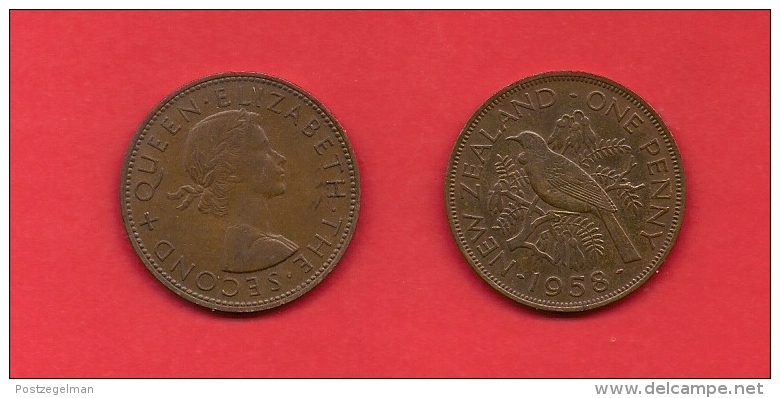 NEW ZEALAND, 1956-1965,  XF Circulated Coin, 1 Penny, QEII, Km24.2,  C1855 - Nouvelle-Zélande