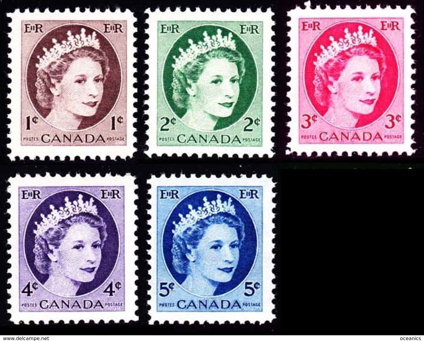 Canada (Scott No. 337p-41p - Reine / Elizabeth / Queen)  [**] Phosphore Tagged - Coil Stamps