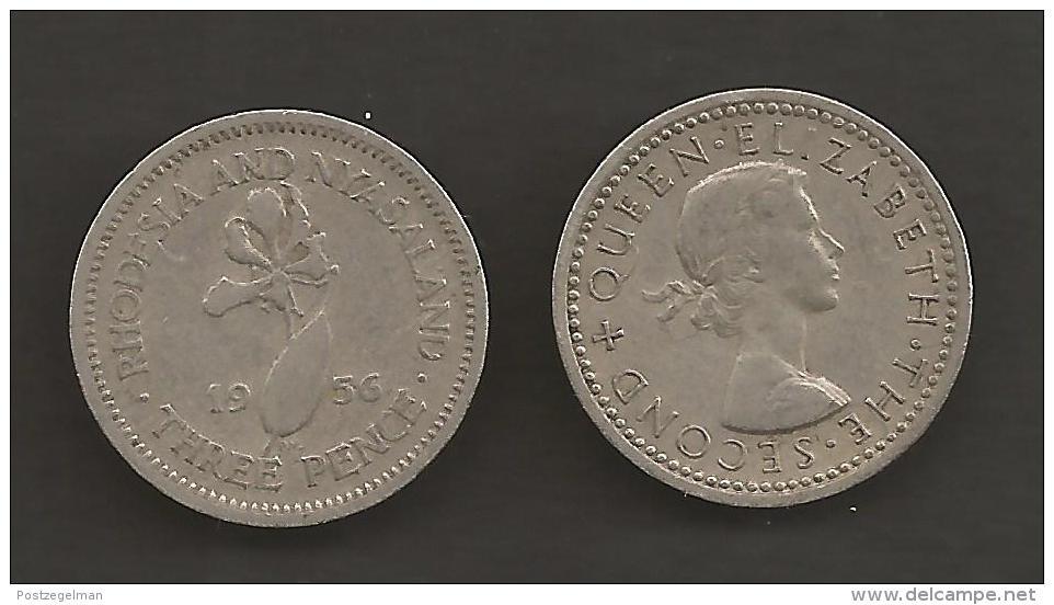 RHODESIA-NYASSALAND 1956 Coin 3P Copper-nickel Lily KM3 C189 - Malawi