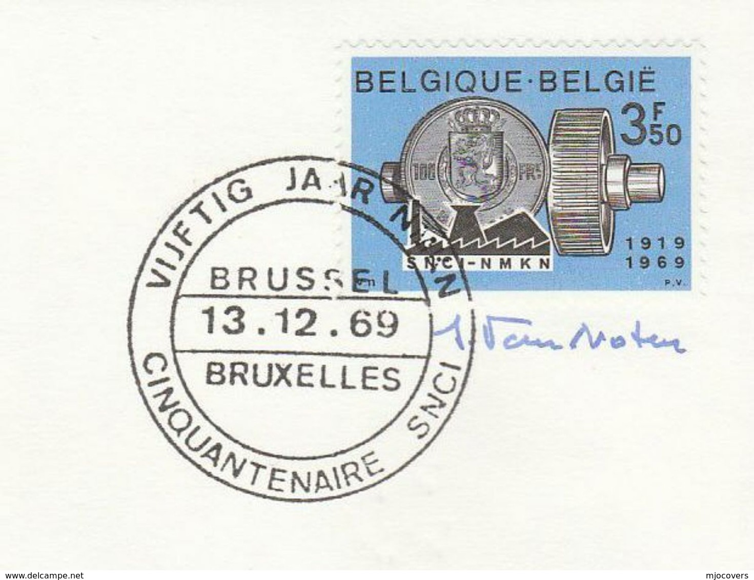 1969 - SIGNED - FDC BELGIUM Credit Union HERALDIC LION Stamps Cover - 1961-1970