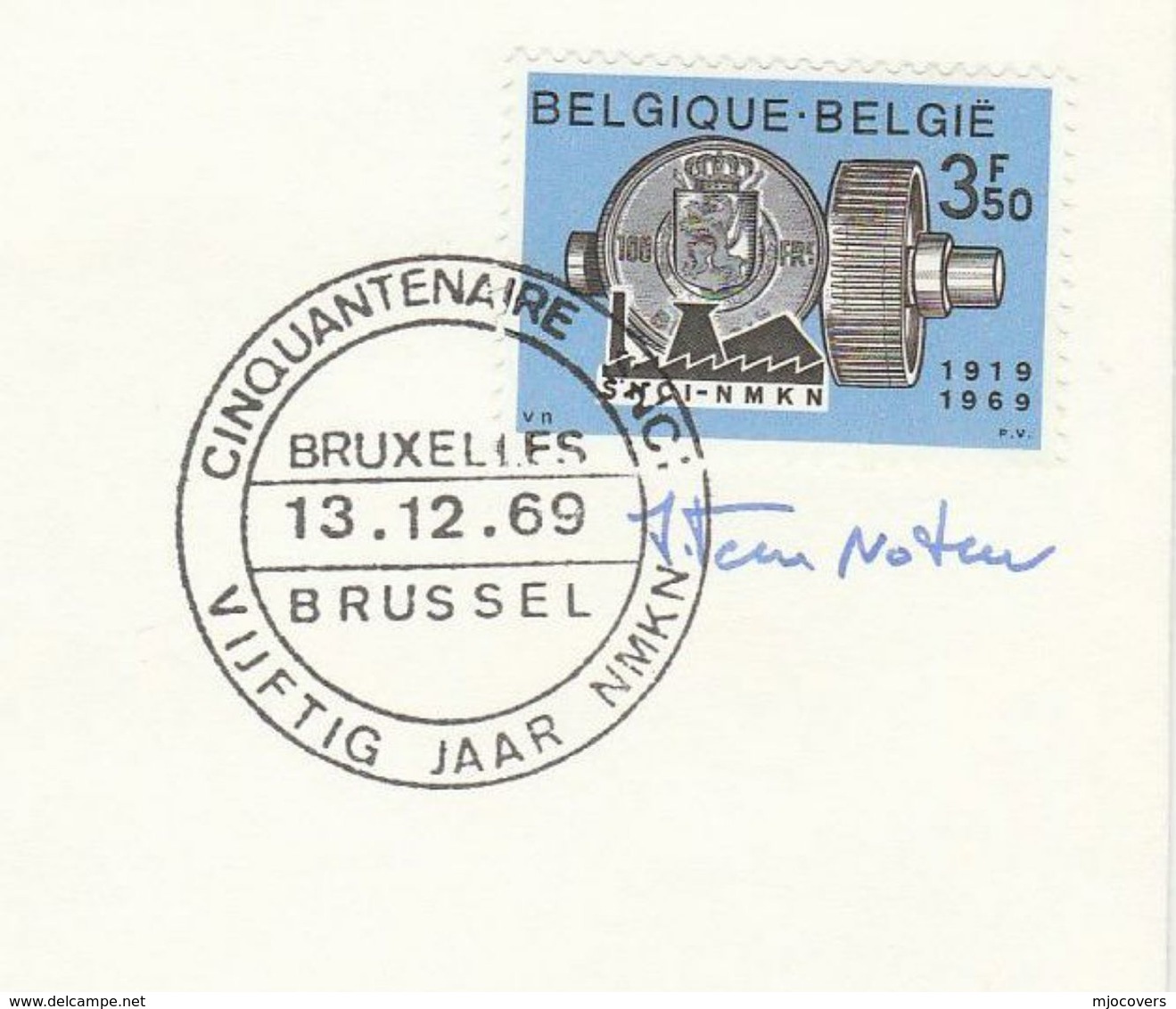 1969 - SIGNED - FDC BELGIUM Credit Union HERALDIC LION Stamps Cover - Covers