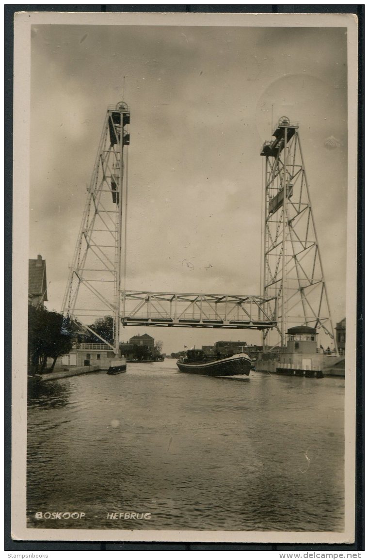 1937 Netherlands Boskoop Canal Hefbrug Postcard. Flower Exhibition - Covers & Documents