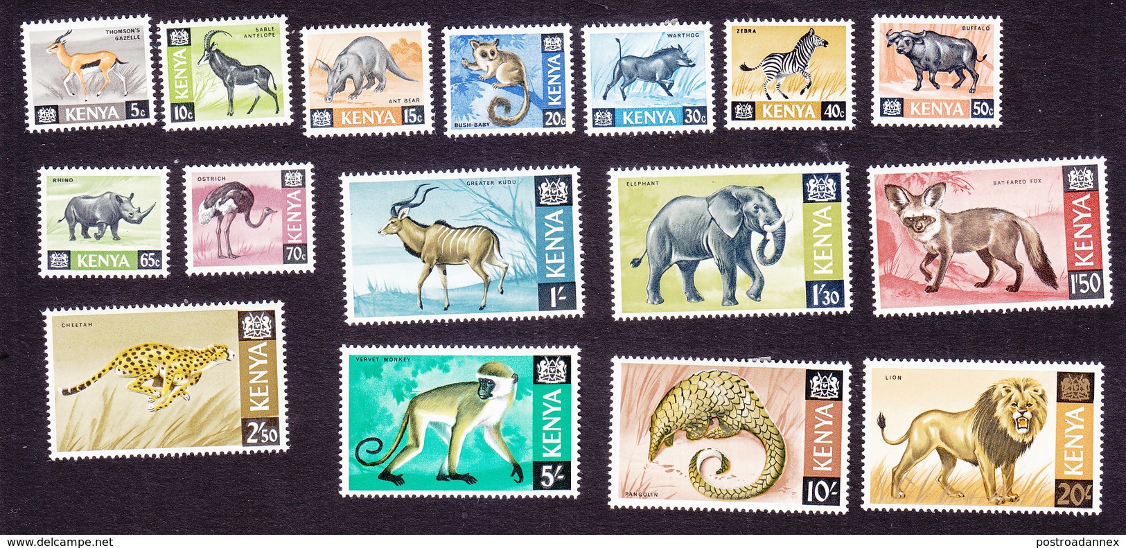 Kenya, Scott #20-35, Mint Hinged, Animals, Issued 1966 - Kenya (1963-...)