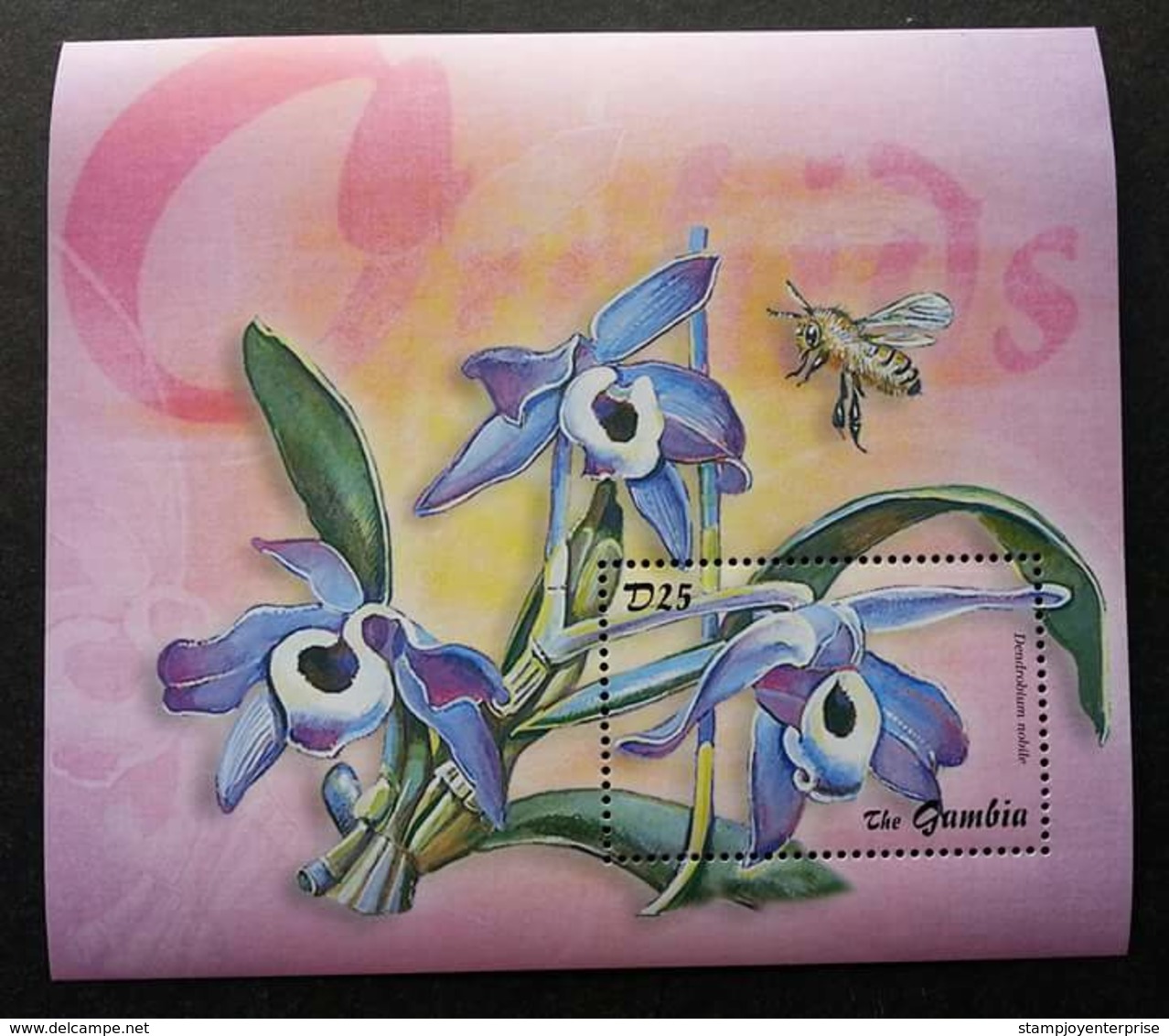 Gambia Orchids 2001 Orchid Bees Insect Flower Flora Flowers (miniature Sheet) MNH - Gambia (1965-...)