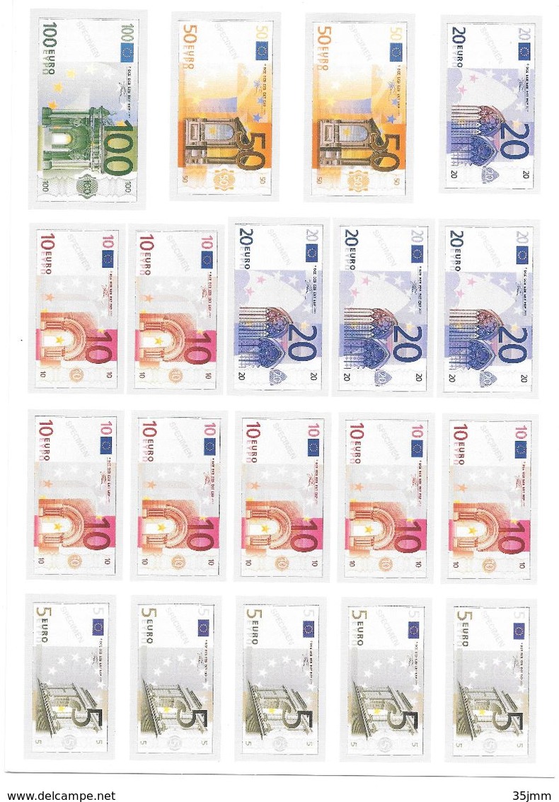 Planche De Billets Euros Format A4 Prédécoupés - Ficción & Especímenes