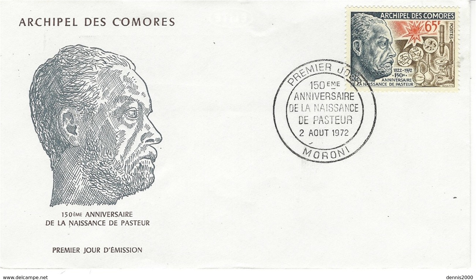 1972-  1er Jour D'émission " 150è Anniversaire De La Naissance De Pasteur "  Poste  65 F. - Lettres & Documents