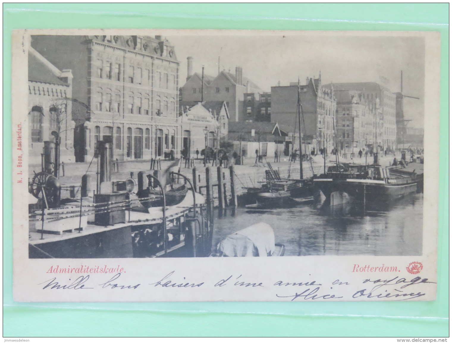 Netherlands 1901 Postcard ""Rotterdam - Boats"" To France - Queen - Brieven En Documenten