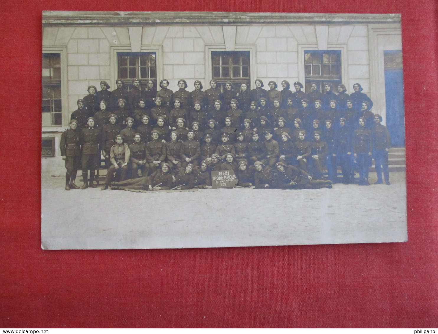 Czech-Praha-Per-Pluku-Skola-Military-School-Graduation-1921-real-photo-postcard  `   Ref 2909 - Czech Republic