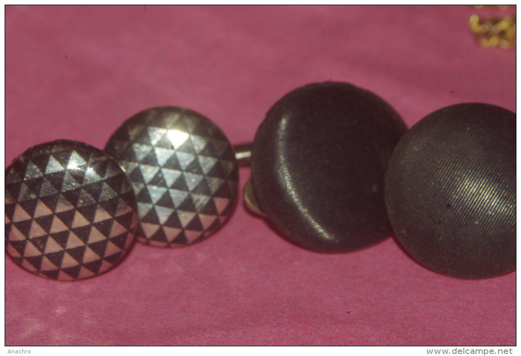 BOUTONS DE MANCHETTE Et De COL 2 Paires VINTAGE NOIR - Botones De Cuello & De Puño