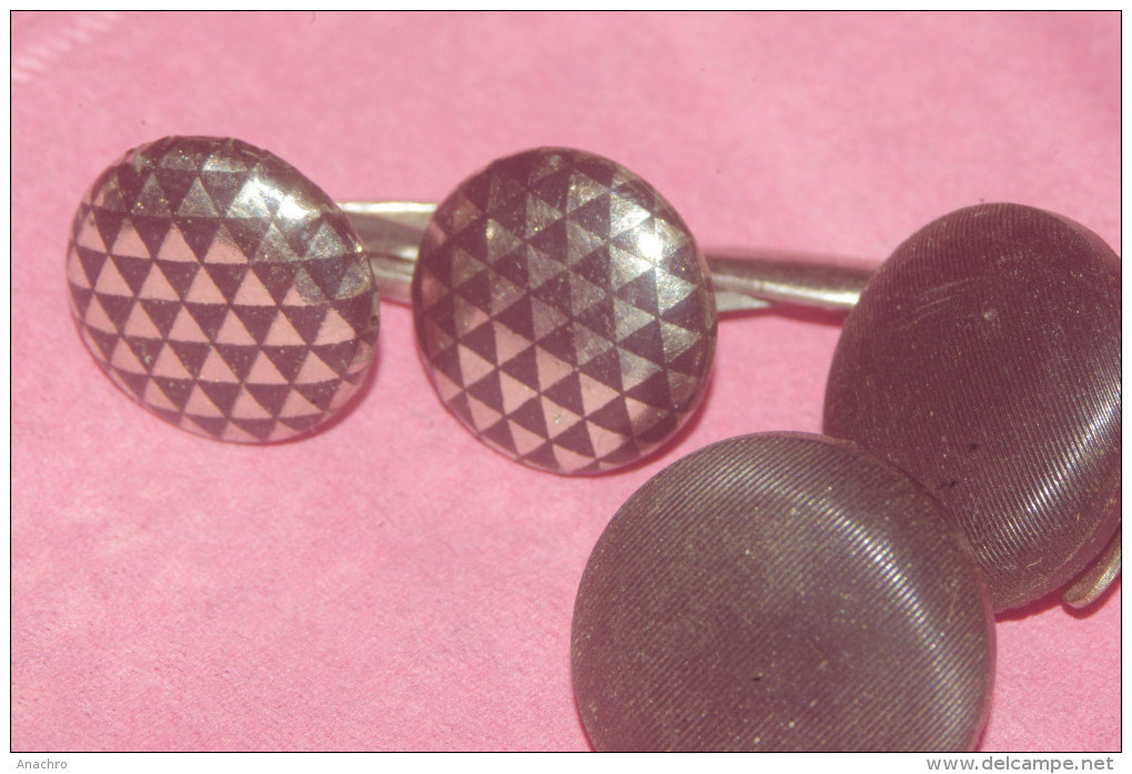 BOUTONS DE MANCHETTE Et De COL 2 Paires VINTAGE NOIR - Cuff Links & Studs