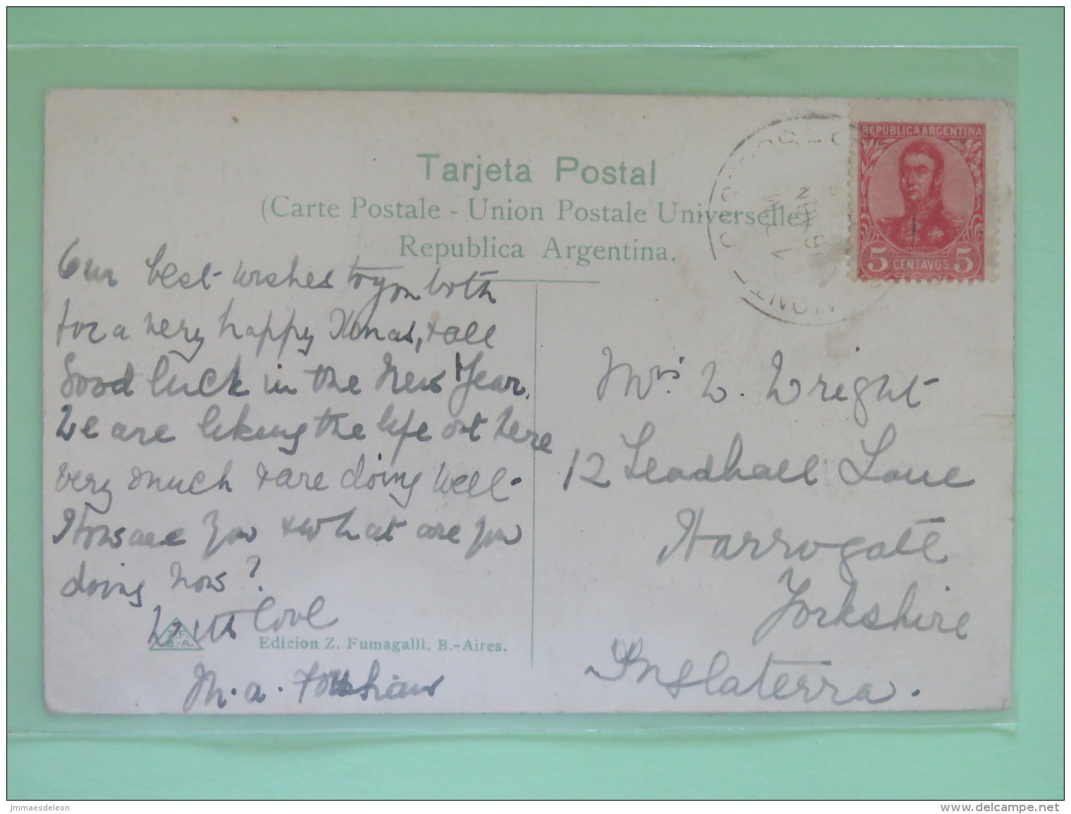 Argentina 1910 Postcard ""La Plata - Lake - Boat"" To England - San Martin - Cartas & Documentos