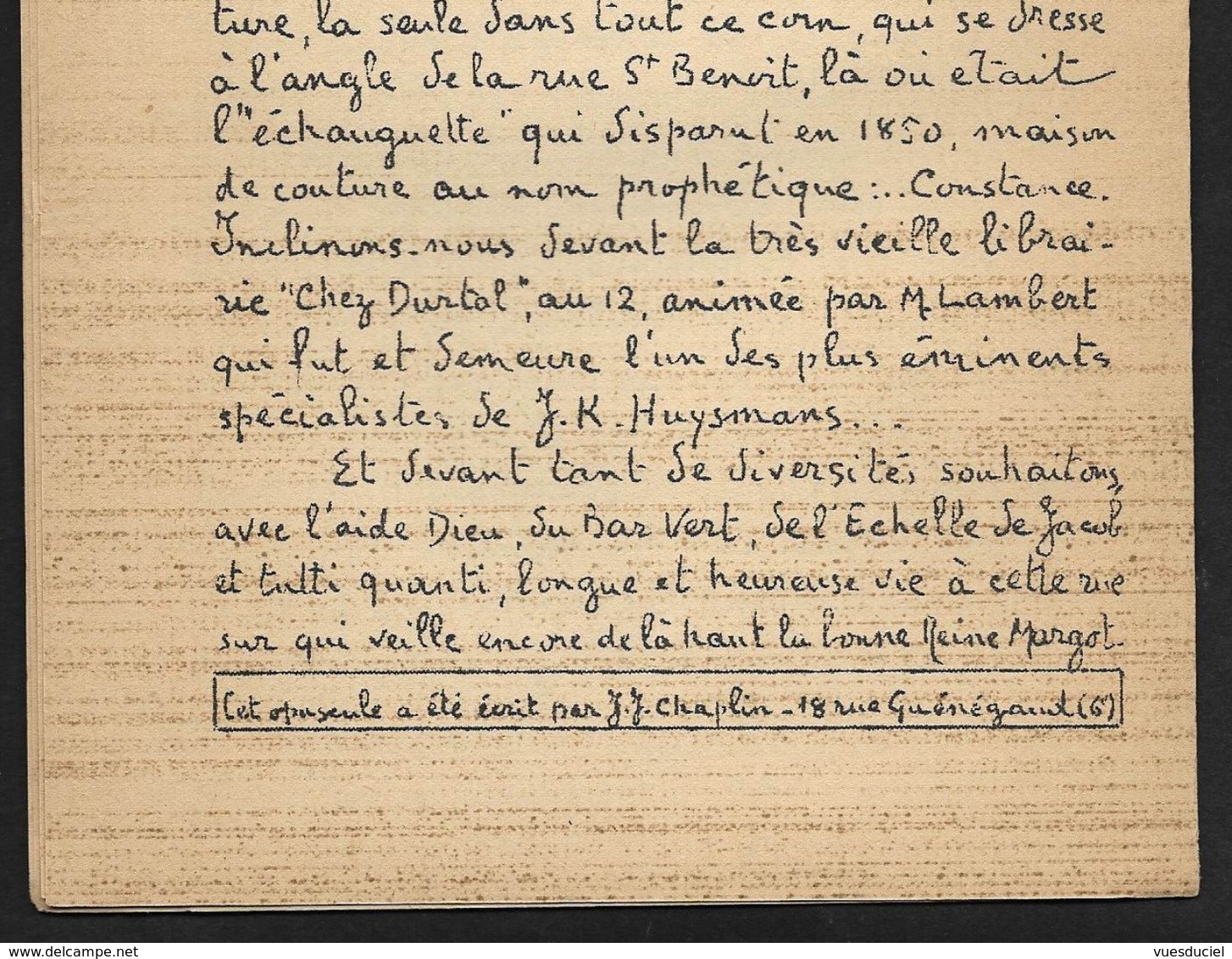 La Rue Jacob Au Coeur De Saint Germain Des Prés Paris - Opuscule De 12 Pages écrit Par J J Chaplin - Paris (06)