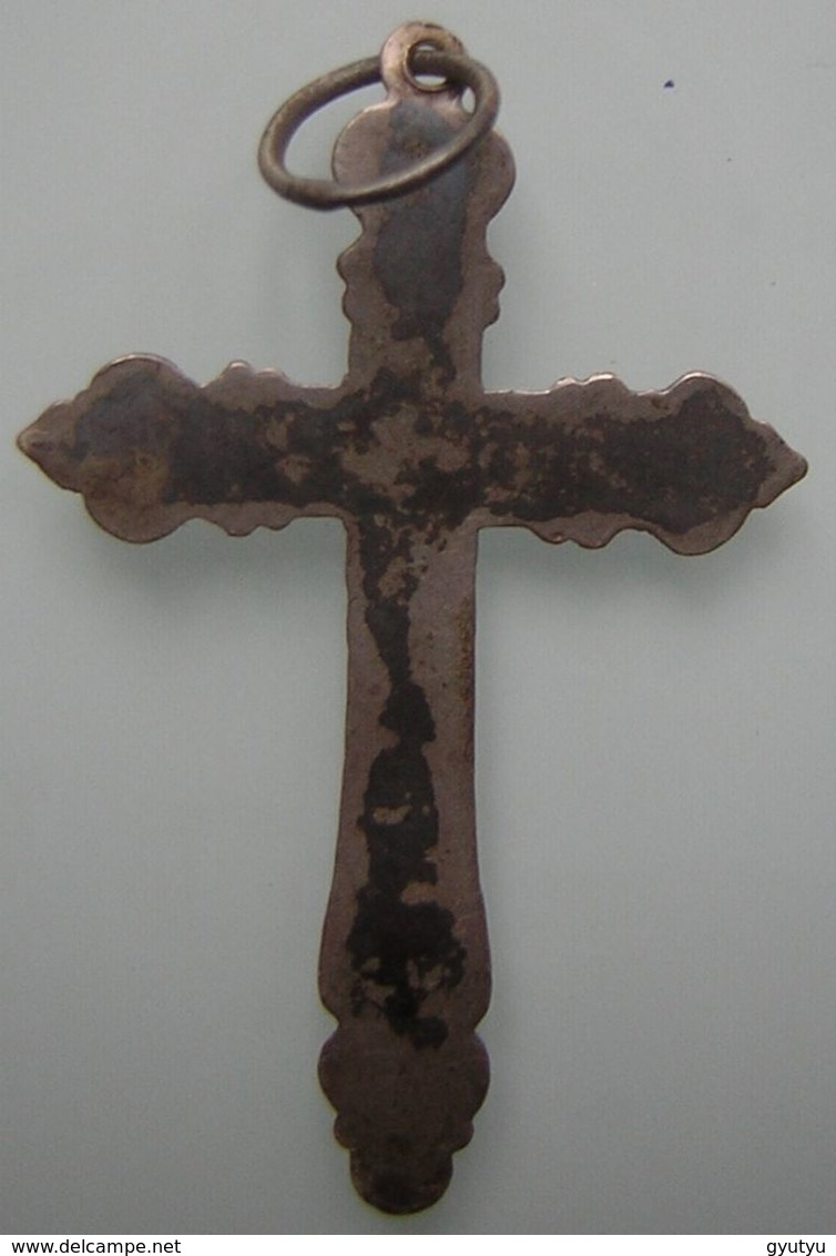 Superbe Crucifix Pendentif En Argent Poinçon Tête De Sanglier - Archéologie