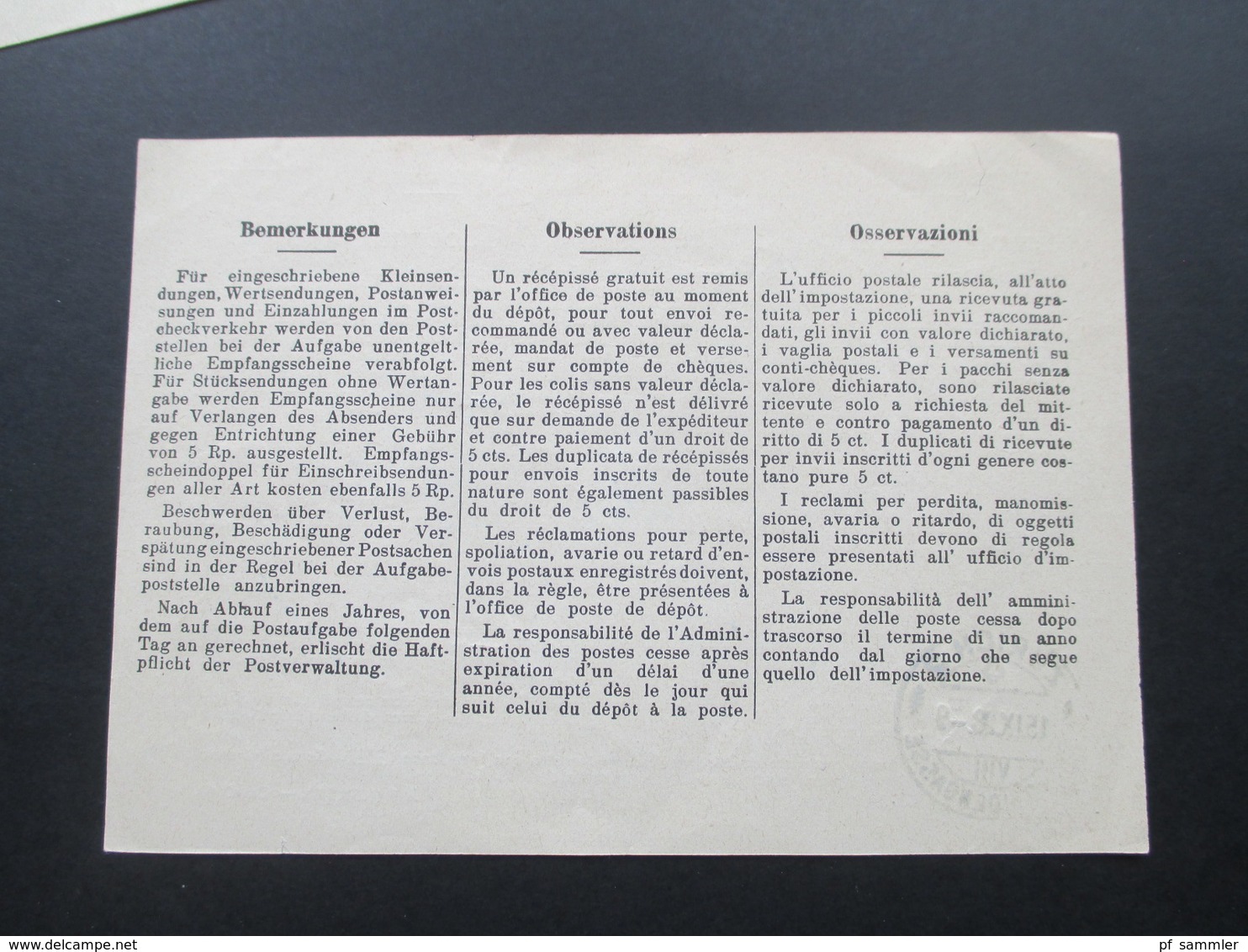 Schweiz 1928 Empfangsschein / Recepisse 2 Stk. Zürich 2 Und 22. - Briefe U. Dokumente