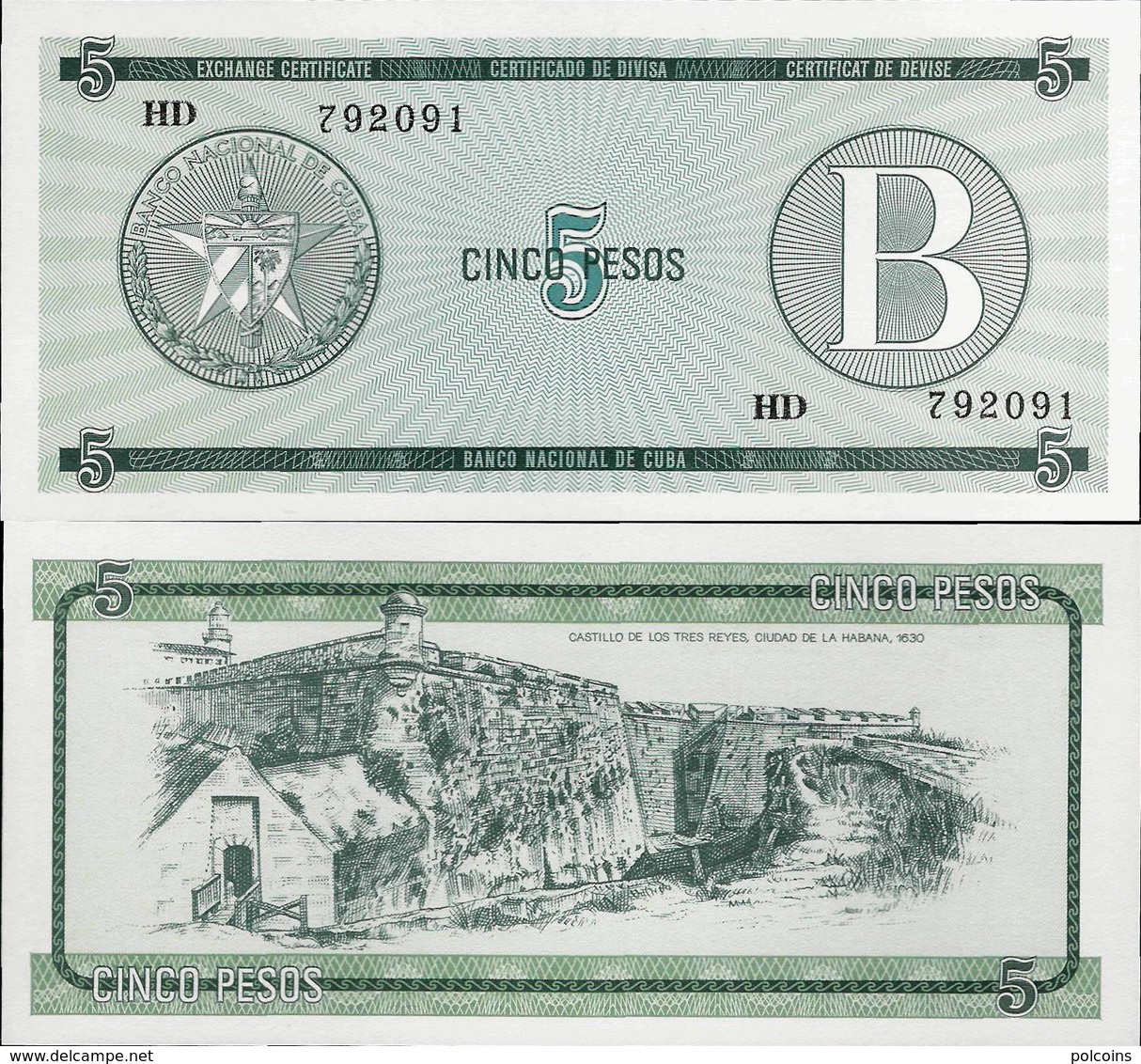 Cuba 1985 ND - 5 Pesos - Pick FX7 UNC Seria B - Cuba