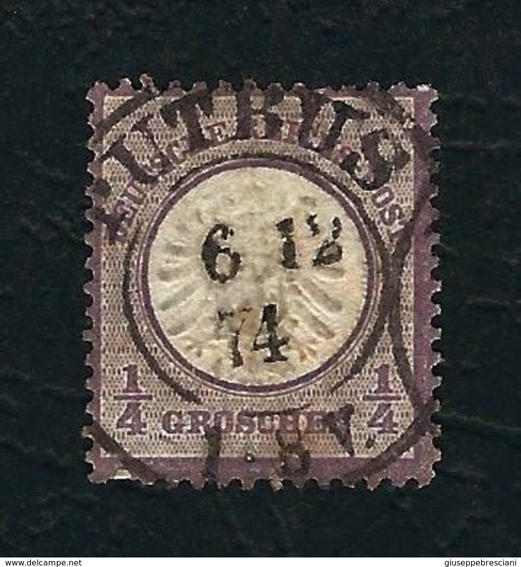 DEUTSCHES REICH 1872 - Aquila A Rilievo In Un Cerchio / Grande Scudo Sull'aquila - ¼ G, Violetto - Michel DR 16 - Usati