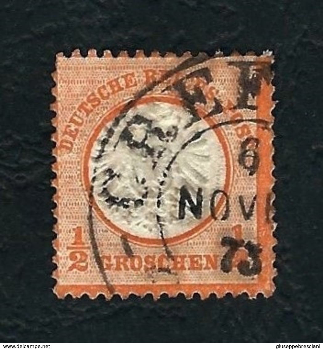 DEUTSCHES REICH 1872 - Aquila A Rilievo In Un Cerchio / Grande Scudo Sull'aquila - ½ G, Arancio - Michel DR 18 - Usati