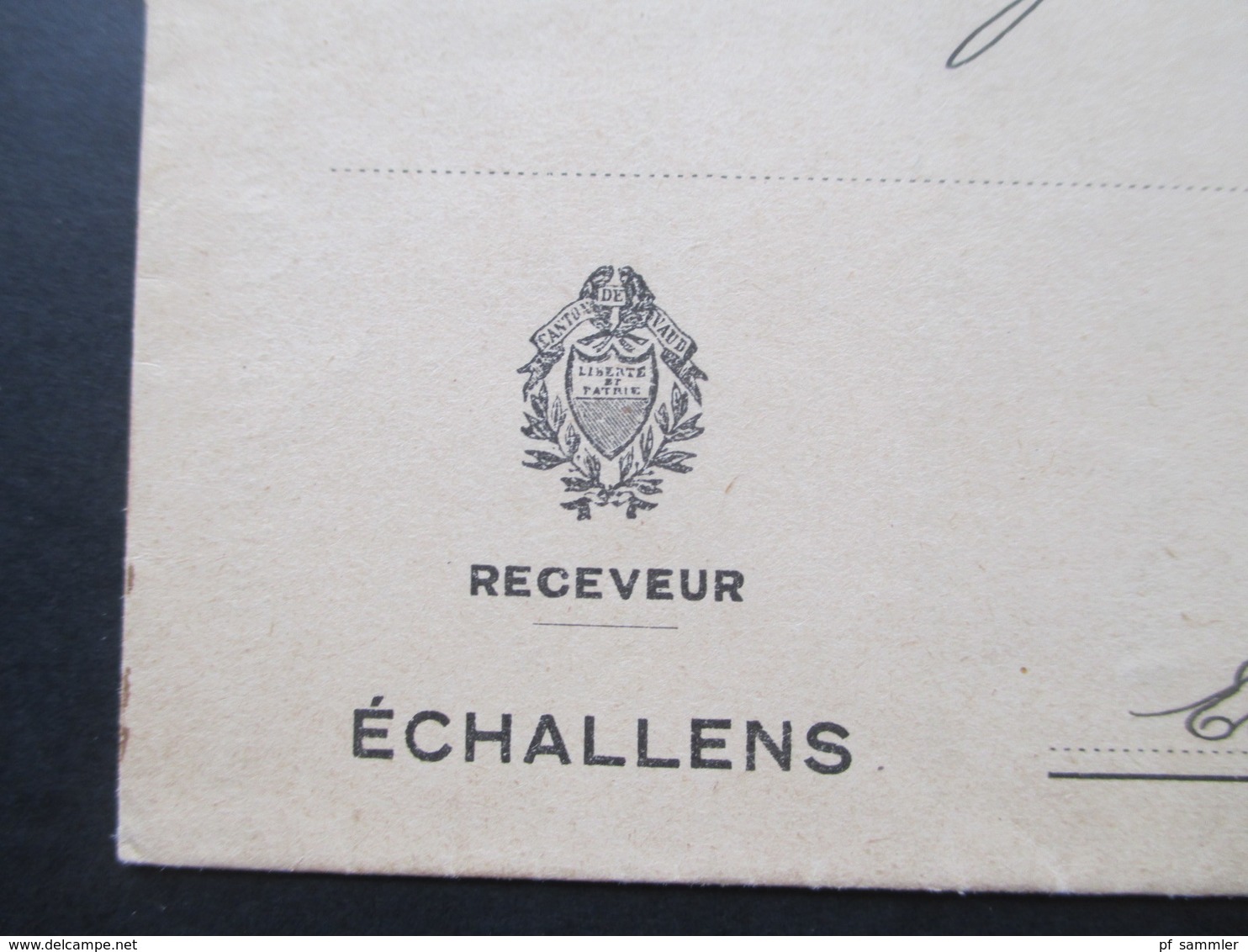 Schweiz 1921 Brief / Vericherungsschein Receveur Echallens Nach Estrayer Le Lac - Cartas & Documentos