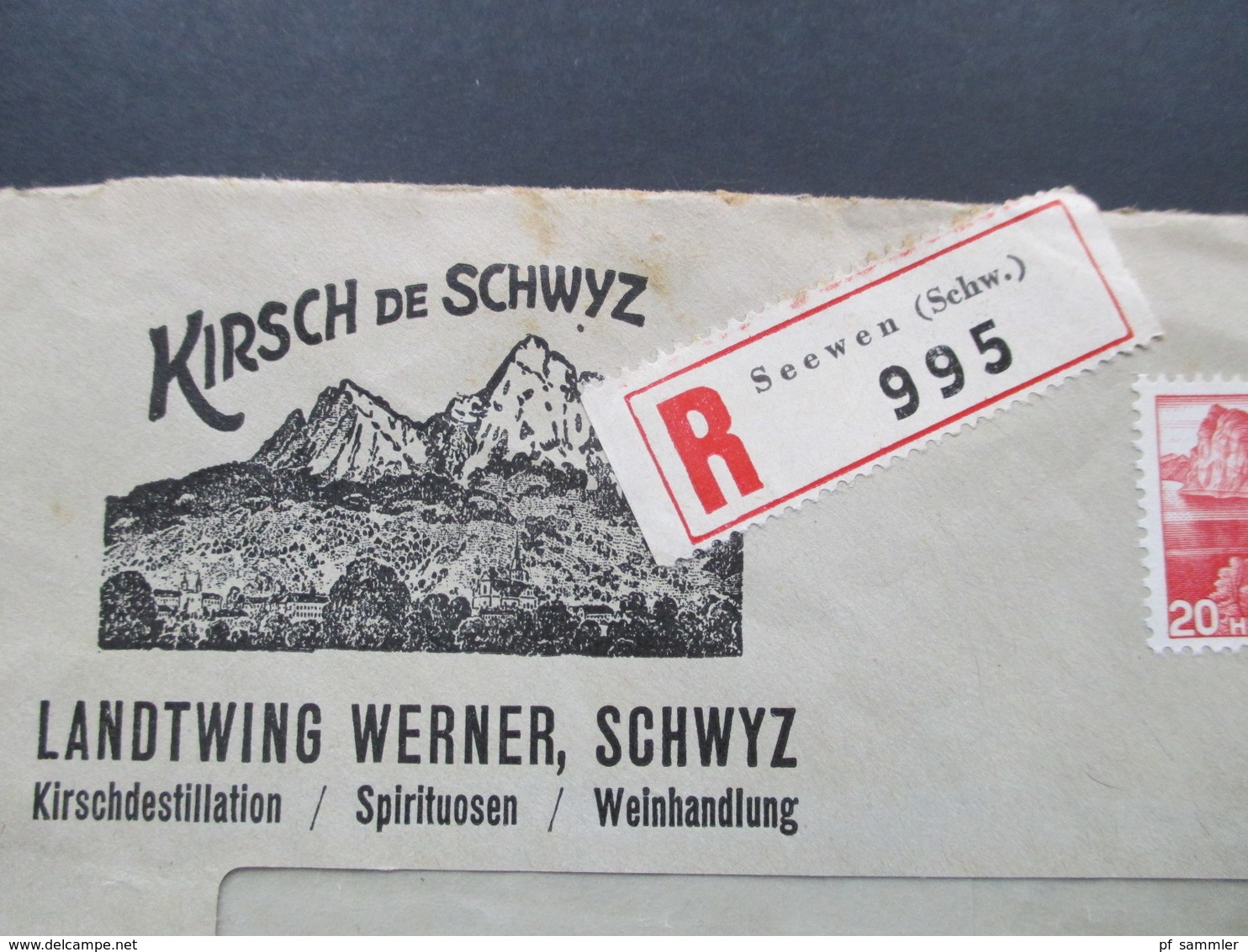 Schweiz 1942 Firmenbrief Kirsch De Schwyz Landtwing Werner. Kirschdetillation, Spirituosen, Weinhandlung. R-Brief Seewen - Covers & Documents