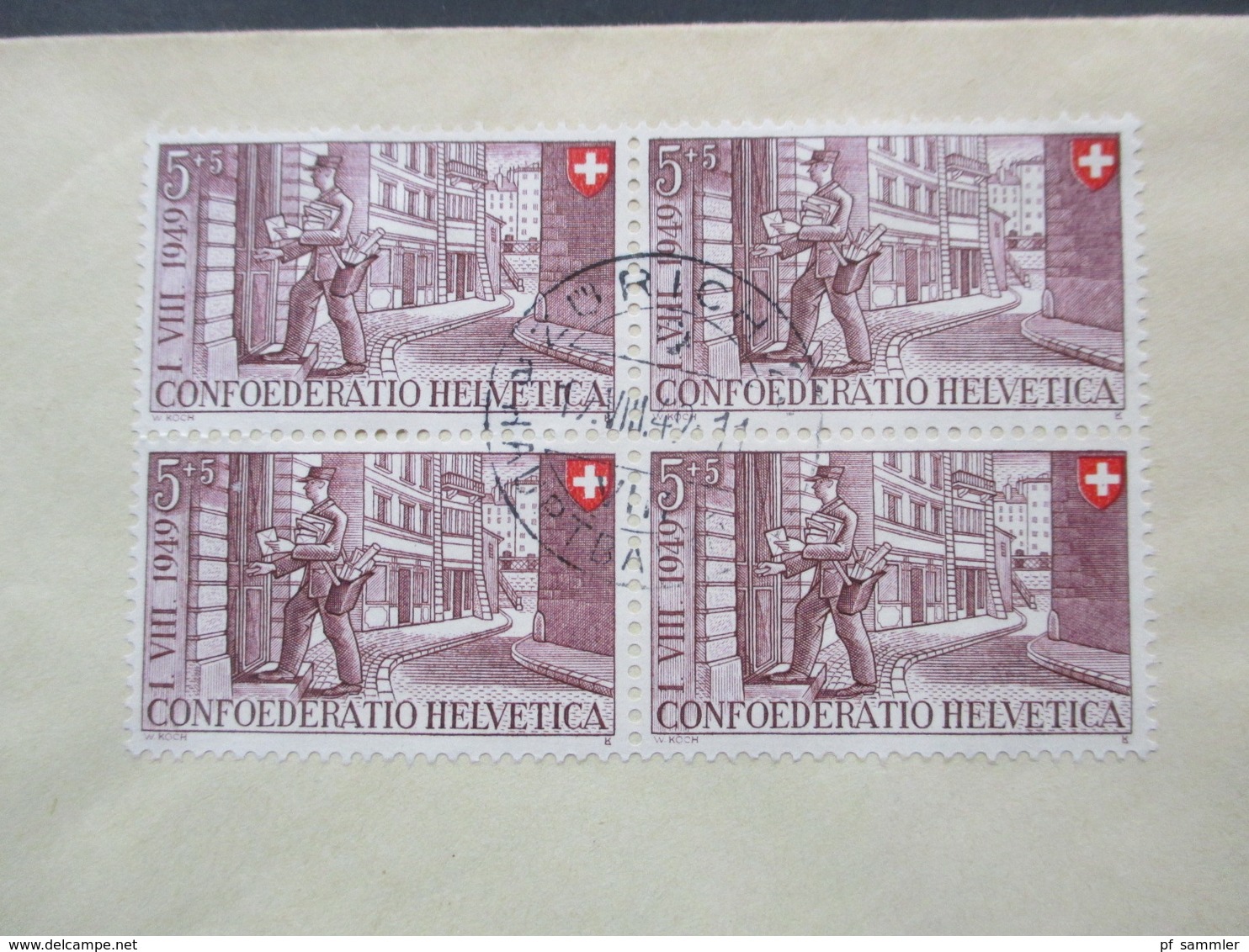 Schweiz 1949 Nr. 525 Als 4er Block! Pro Patria. Blankoumschlag - Storia Postale