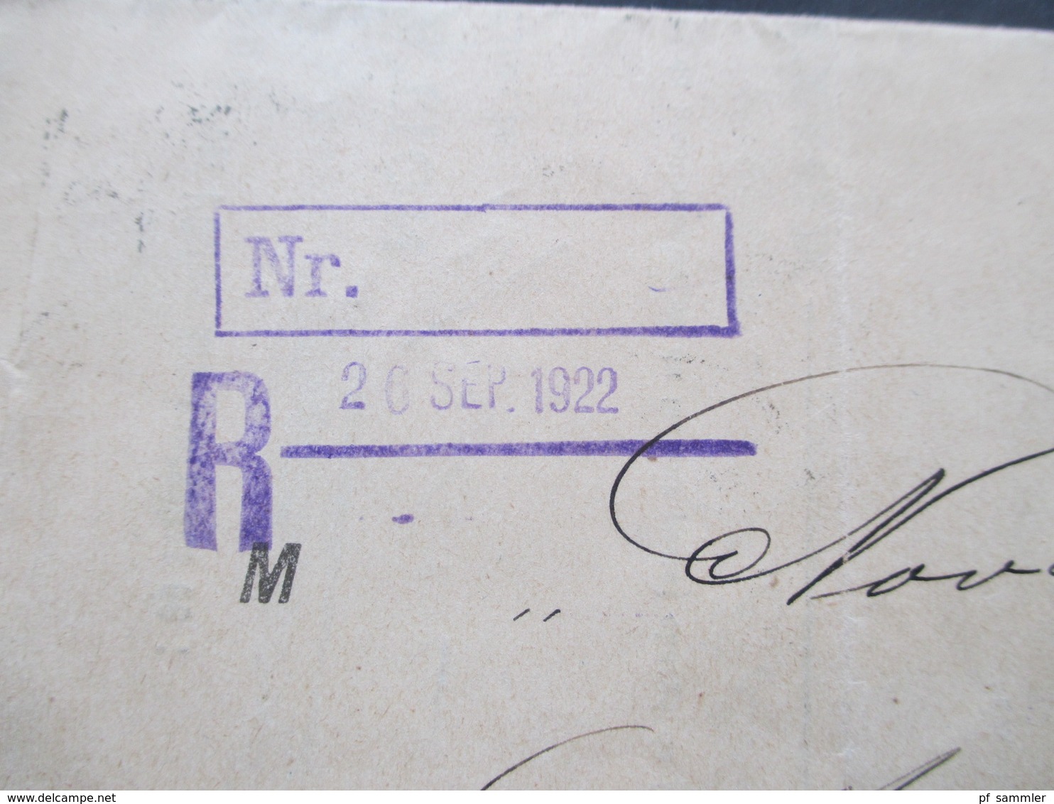 Schweiz Brief 1922 Formular Doppelt Verwendet! R-Brief. Double Du Commandement De Payer. Monthey - Briefe U. Dokumente