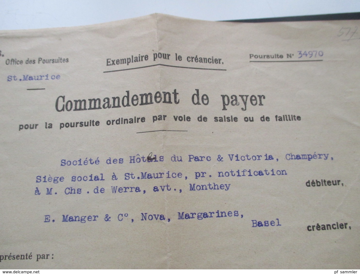 Schweiz Brief 1922 Formular doppelt verwendet! R-Brief. Double du commandement de payer. Monthey