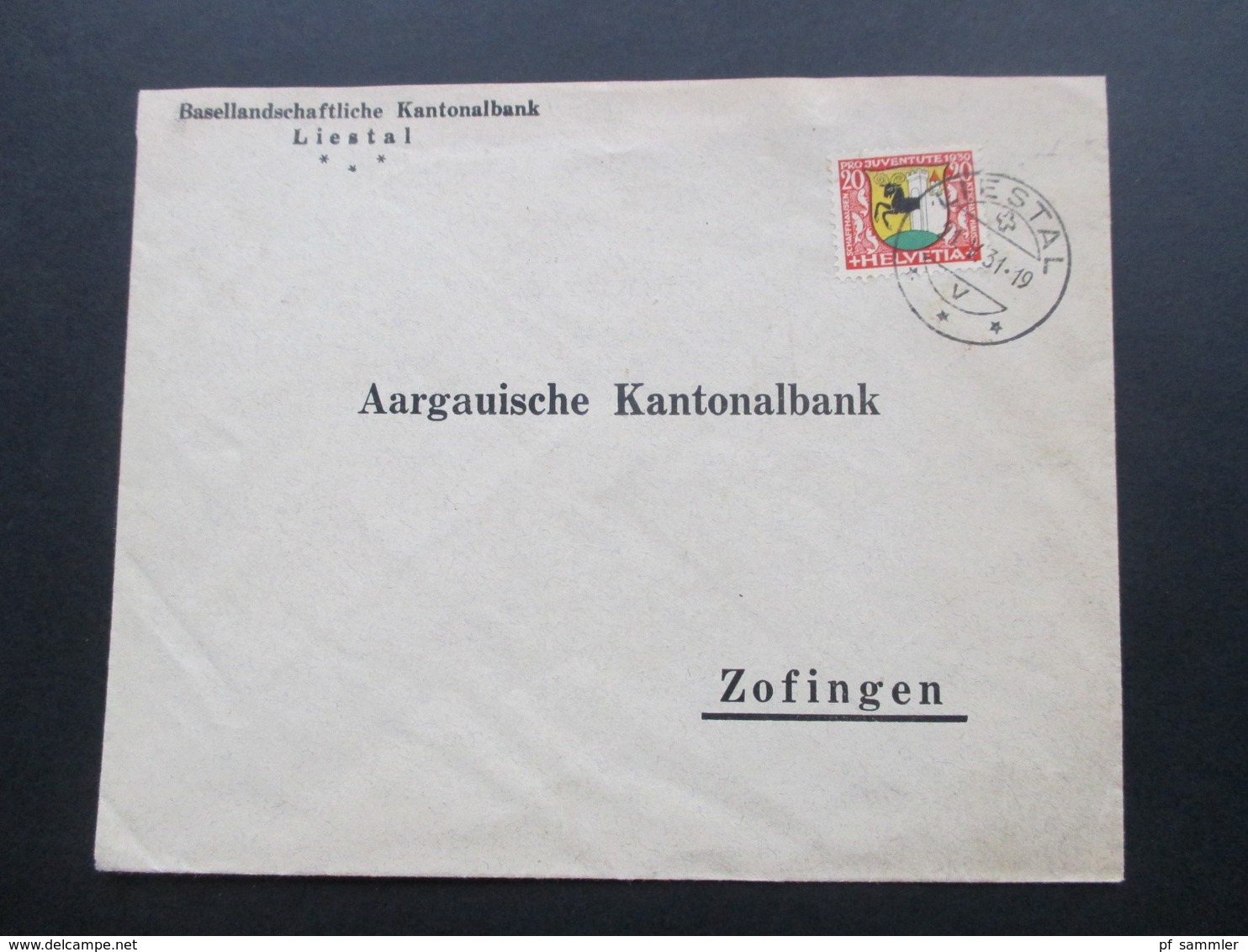 Schweiz Brief 1930 / 31 Pro Juventute Nr. 243 EF Basellandschaftliche Kantonalbank Liestal - Briefe U. Dokumente