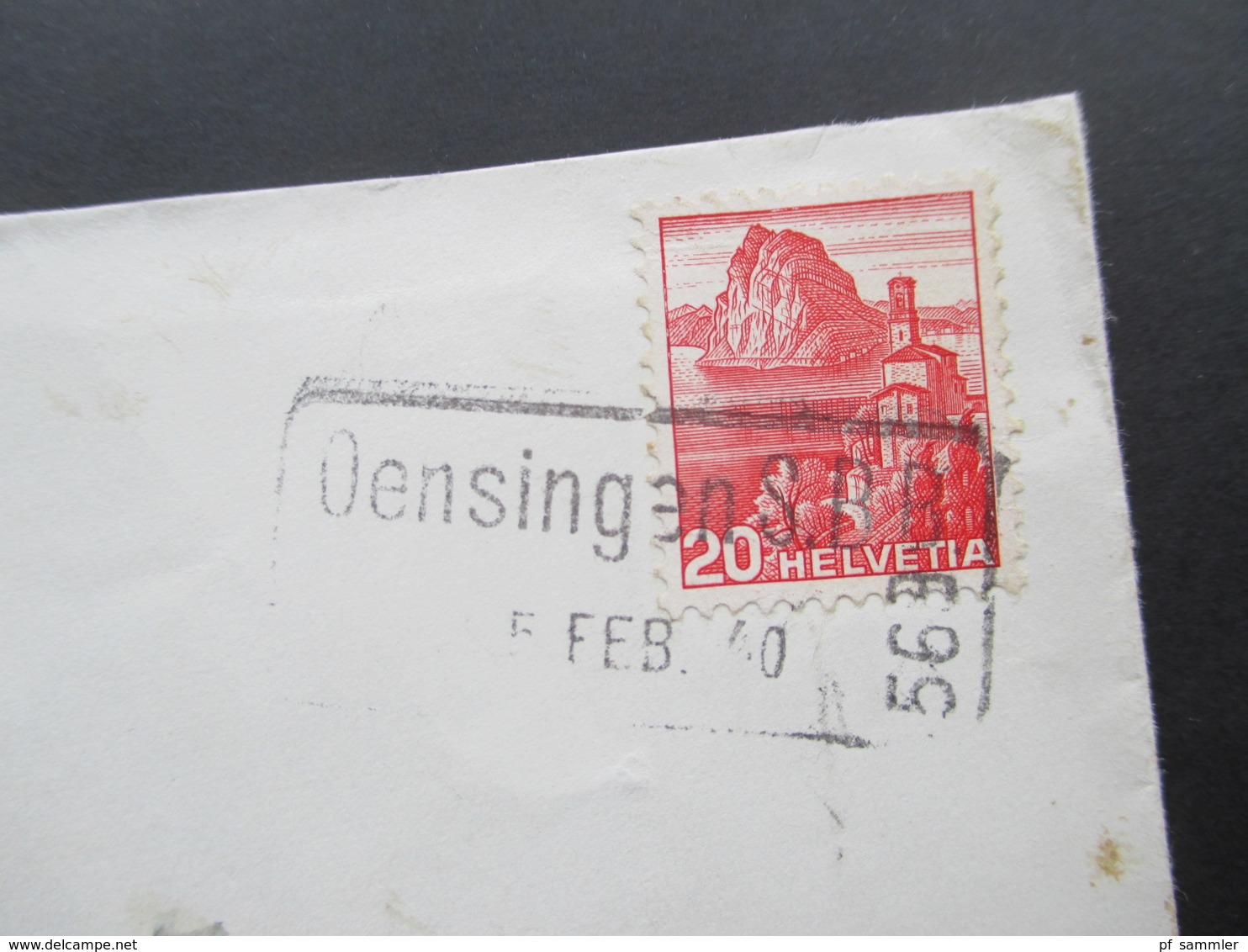 Schweiz Brief 1940 Bahnspost Stempel Oensingen S.B.B. - Storia Postale