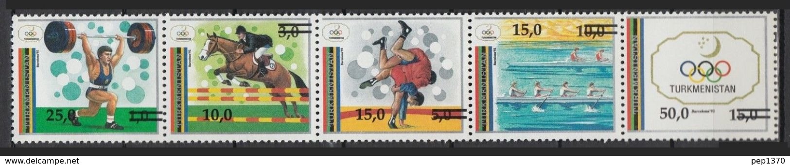 TURKMENISTAN 1992 - OLYMPICS BARCELONA 92 - YVERT Nº 25-29 - MICHEL 15/19 - SCOTT 22a/22e - Turkménistan