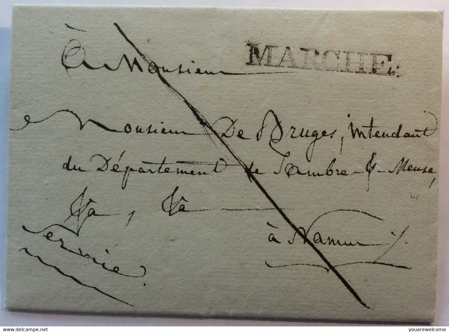 Luxembourg Prephilatelie MARCHE Lettre De Tellin 1814 > Namur (Belgique France Departement Conquis Sambre Et Meuse Cover - ...-1852 Préphilatélie