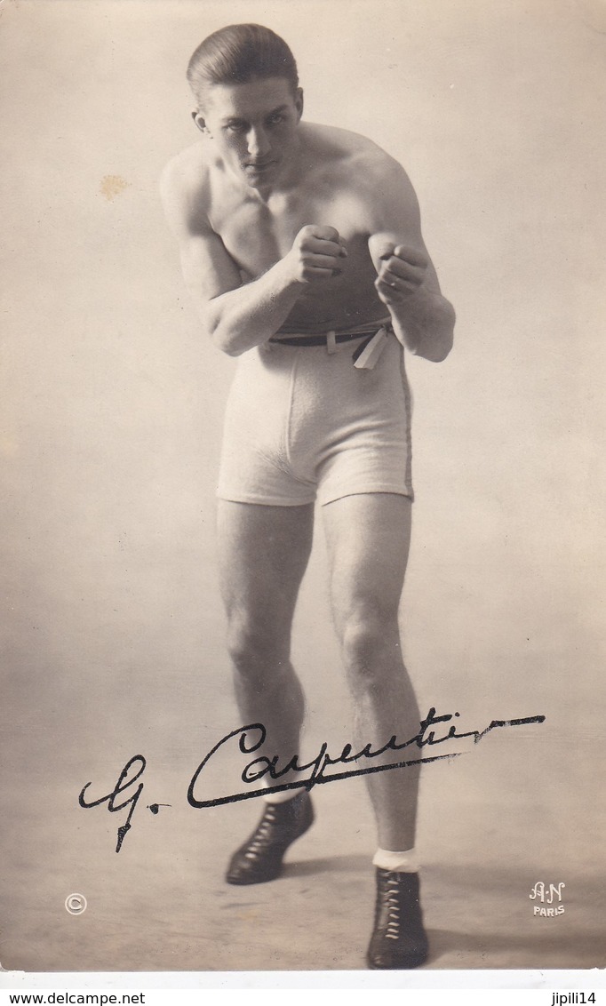 CARTE PHOTO DE GEORGES CARPENTIER DEDICACEE - Boxing