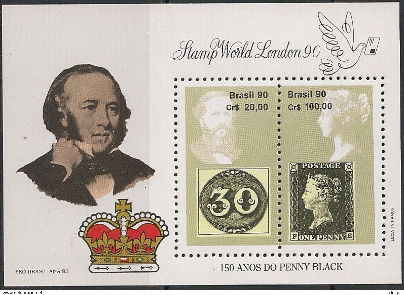 BRAZIL - SS INTL STAMP EXHIBITION LONDON'90 AND 150 YEARS OF PENNY BLACK 1990 - MNH - Briefmarkenausstellungen