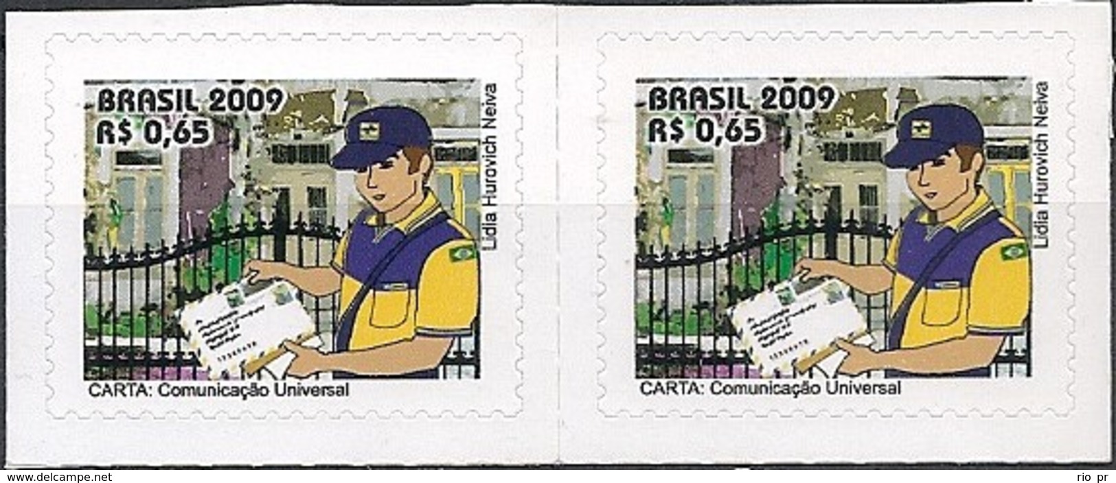 BRAZIL - PAIR DEFINITIVES: THE LETTER (SELF-ADHESIVE) 2009 - MNH - Neufs