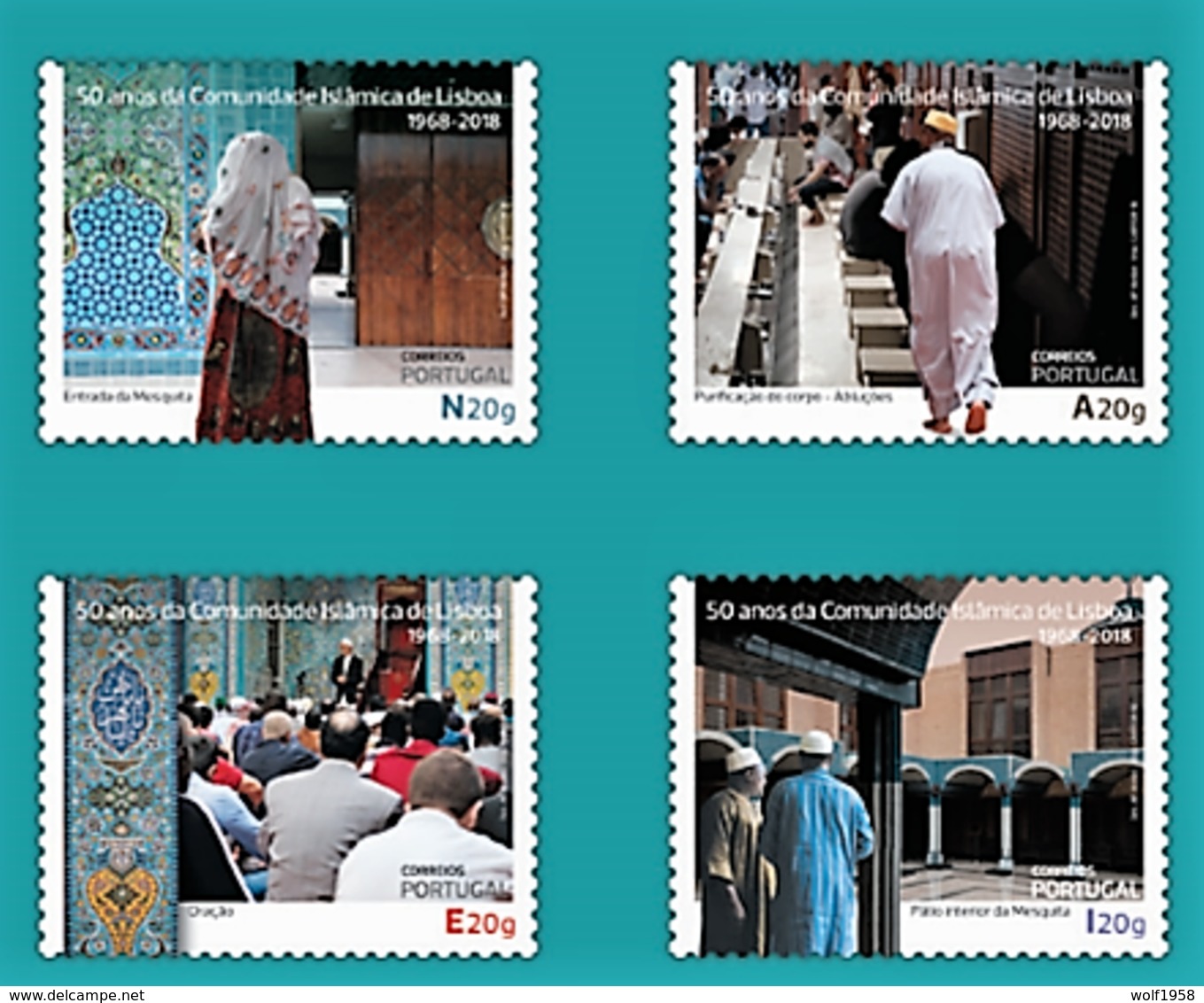 PORTUGAL 50 YEARS OF ISLAMIC COMMUNITY OF LISBON 4 MNH STAMPS SET 2018 - Oblitérés