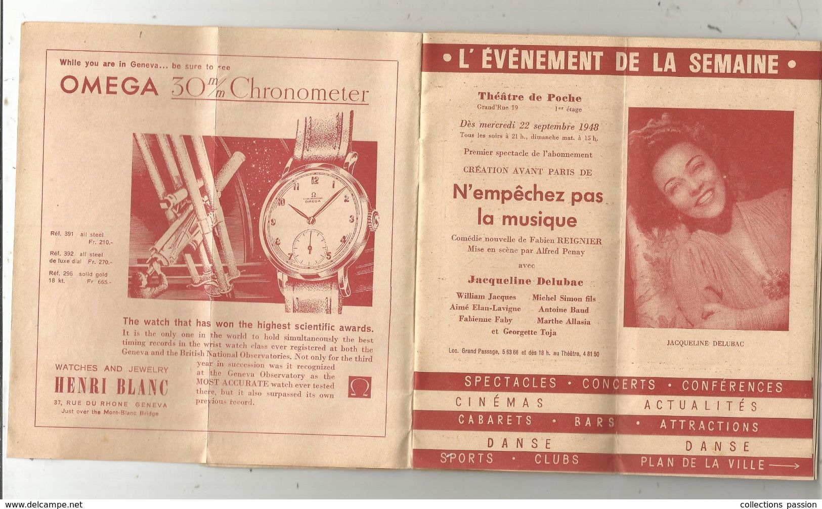 Programme , Suisse , GENEVE , SEVEN DAYS IN GENEVA ,1948 , 30 Pages ,6 Scans, Publicité , Plan , Frais Fr 2.85e - Programmes