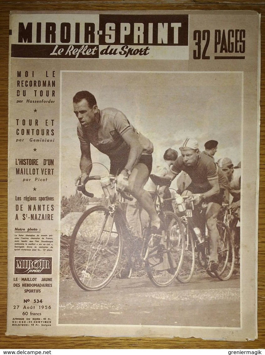 Miroir Sprint 534 27/08/1956 Cyclisme Hassenforder - Football Reims Nice St-Etienne Nancy Strasbourg - Dessin Pellos - Sport