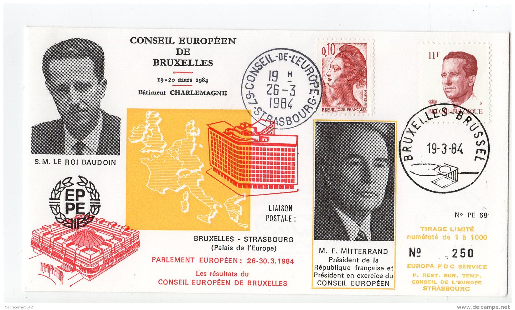 1984 -Conseil De L'Europe -Conseil Européen De Bruxelles - S.M. Le Roi BAUDOIN Et Mr MITTERRAND PdT Conseil Européen - Europese Instellingen