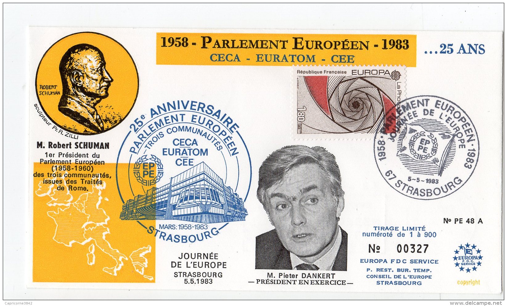 1983 - Conseil De L'Europe -25e Anniv. Du Parlement Européen. Journée De L'Europe à Strasbourg - Mr DANKERT Président - Institutions Européennes