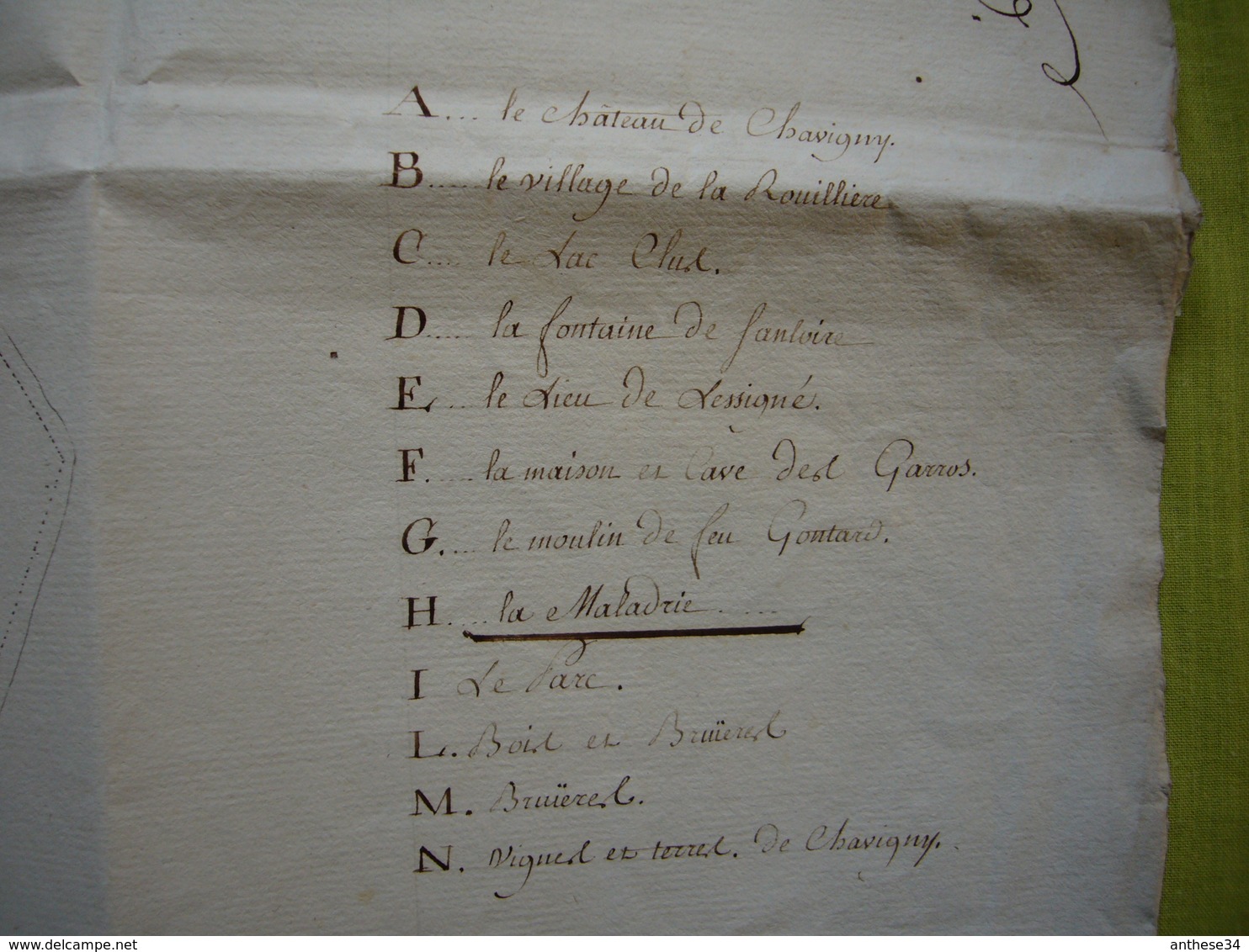 Plan manuscrit 18ème ou 19 ème de Chavigny château Indre et Loire ?