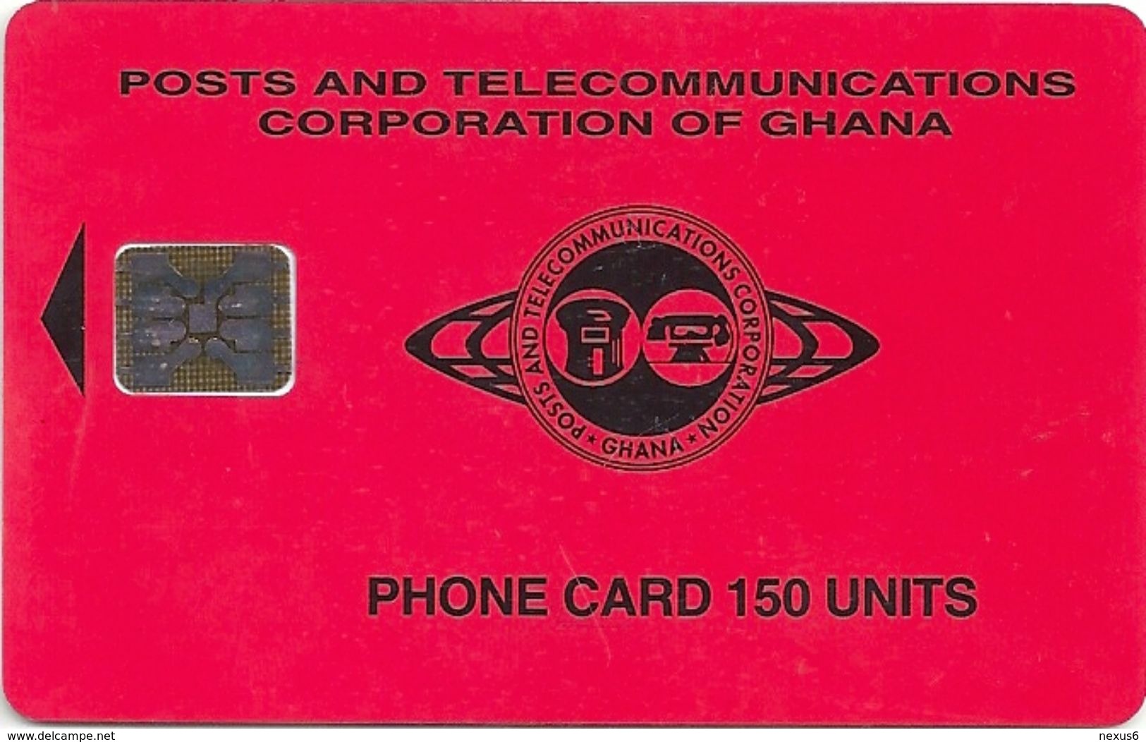 Ghana - P&T - Red Small Logo, 150U, 08.95, SC5, 50.000ex, Used - Ghana