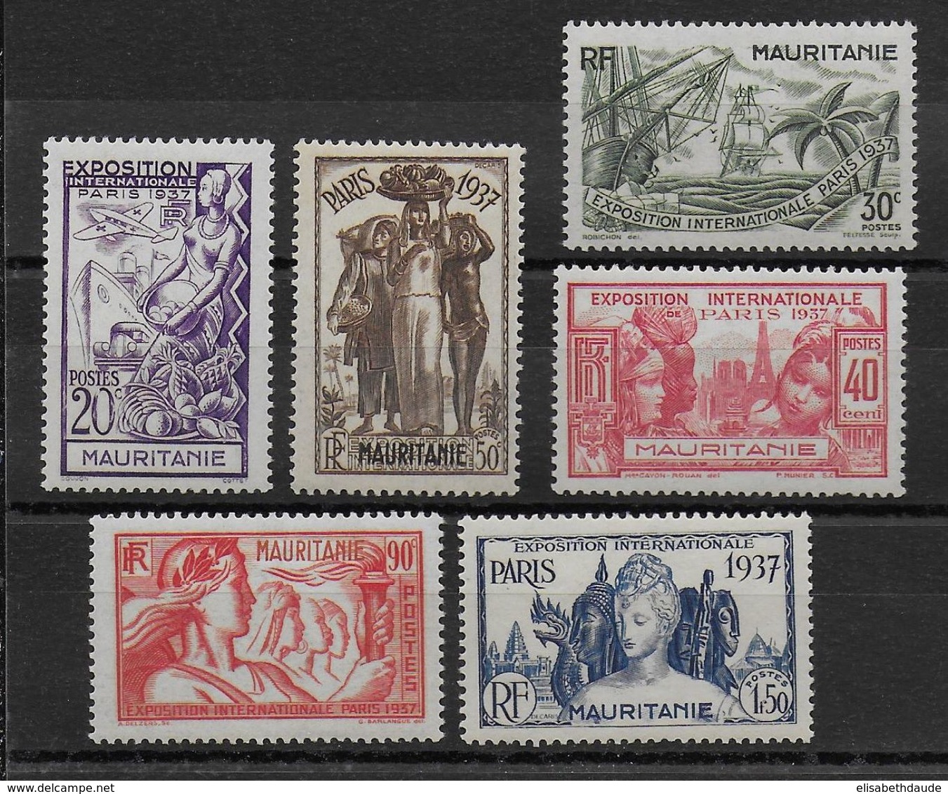 EXPO 37 - MAURITANIE - YVERT N°66/71 ** SANS CHARNIERE - COTE = 12.5 EUROS - - 1937 Exposition Internationale De Paris