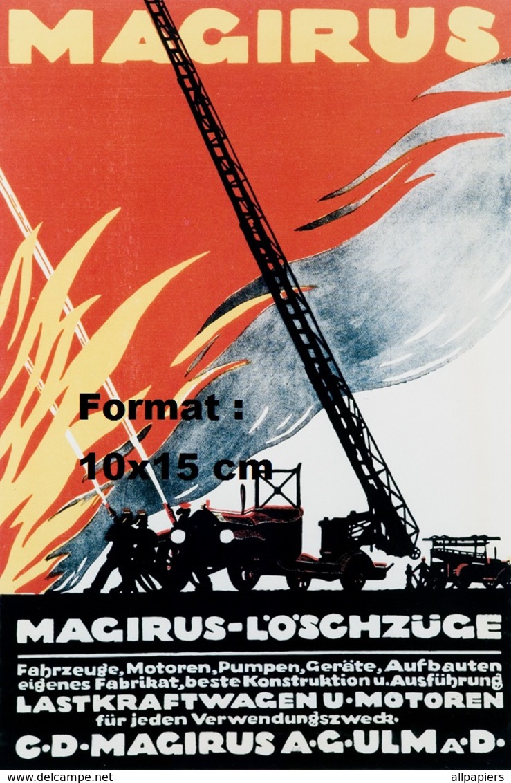 Reproduction D'une Photographie D'une Affiche Publicitaire Pour Les Véhicules De Pompier Magirus-Loschzuge - Andere & Zonder Classificatie