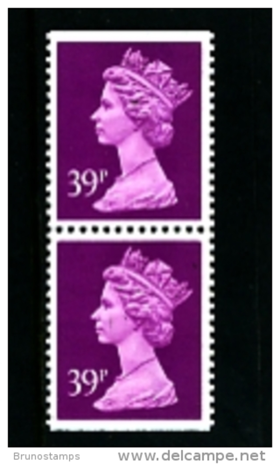 GREAT BRITAIN - 1991  MACHIN  39p. PCP LITHO PAIR  IMPERF. TOP&BOTTOM MINT NH  SG X1058 - Machins