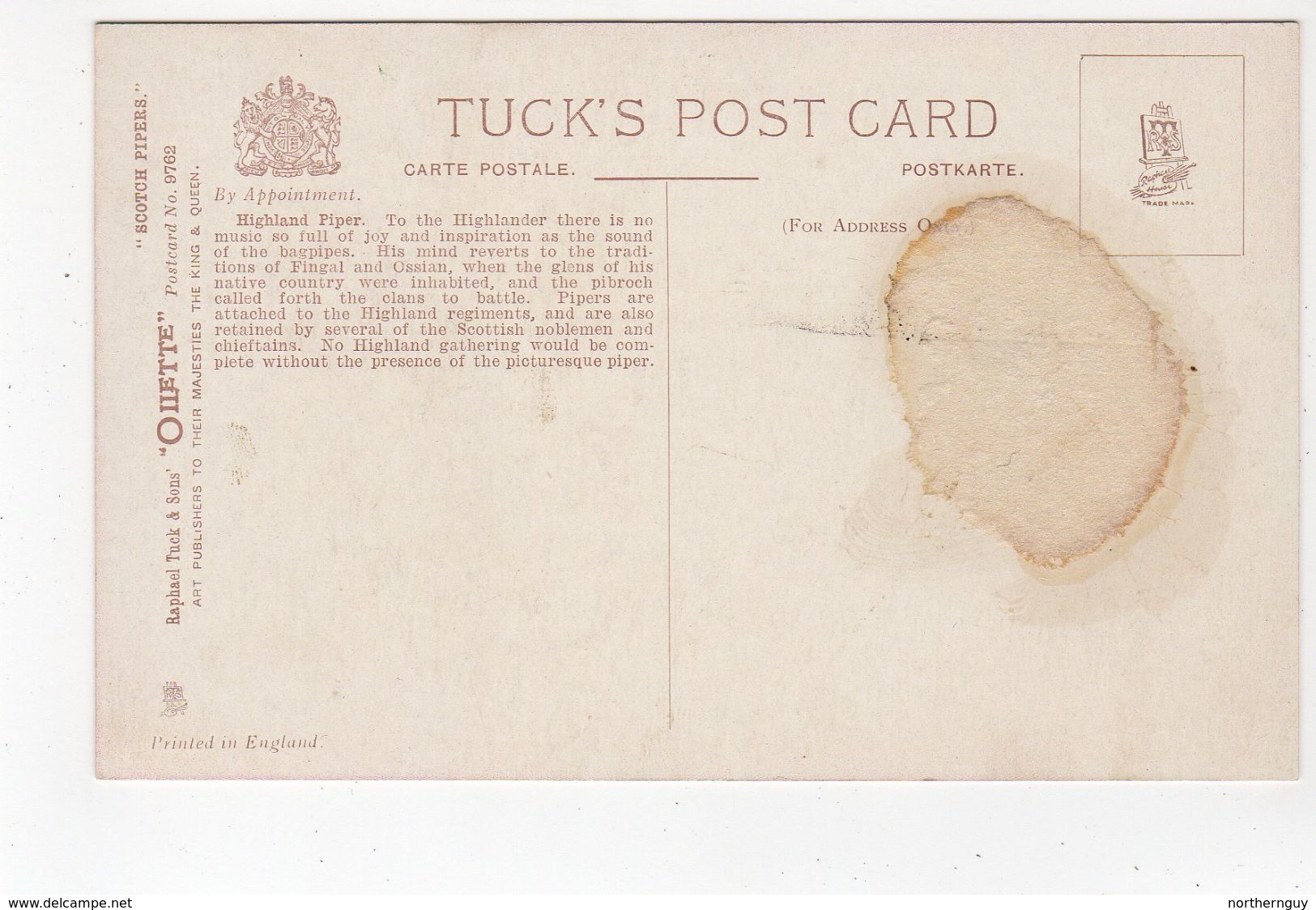 THE BLACK WATCH, Bag Piper, UK Military Unit, Tartan, Pre-1920 Postcard S/A Harry Payne - Régiments