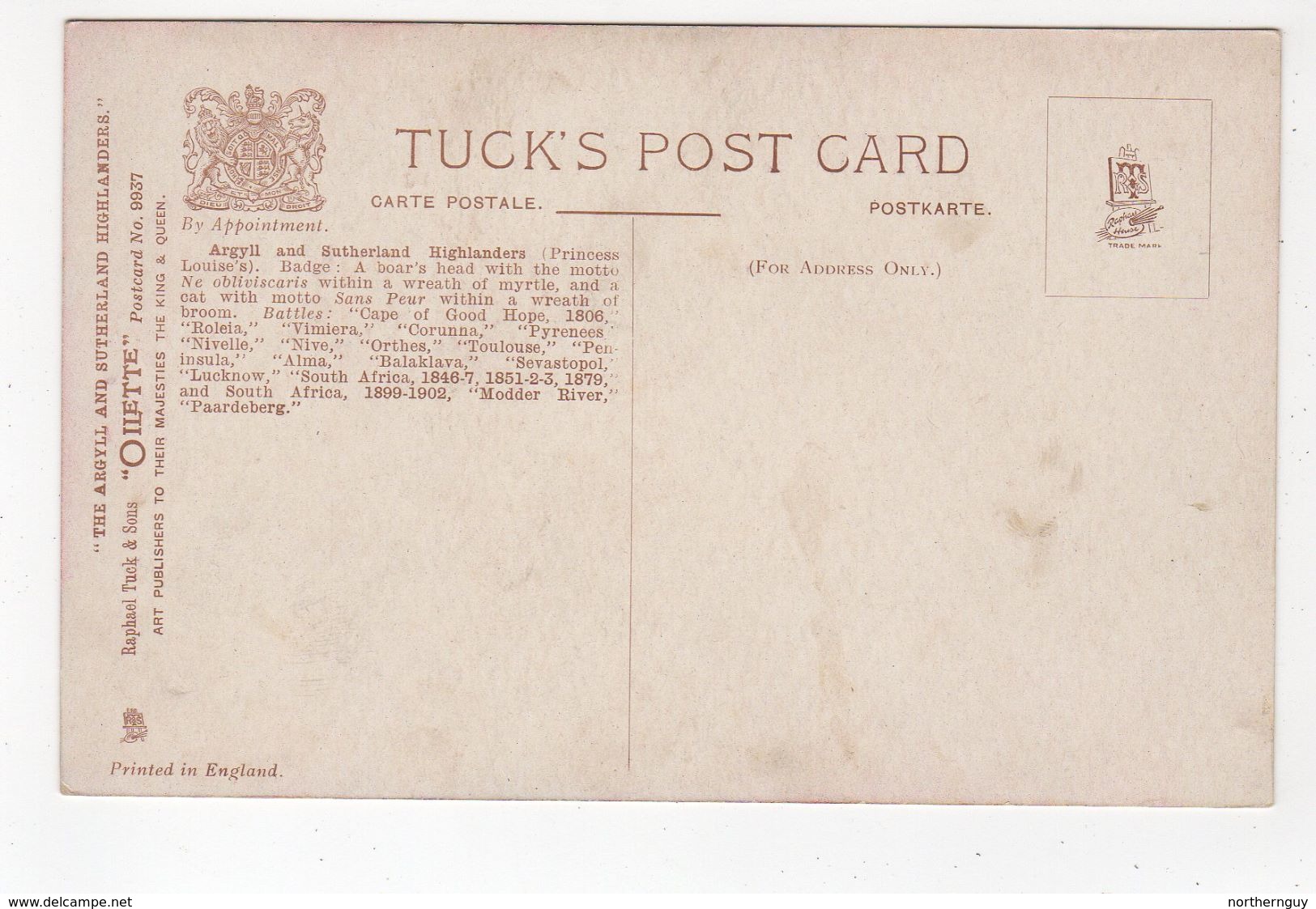 ARGYLL & SUTHERLAND, A Reconnoitering Patrol, UK Military Unit, Tartan, Pre-1920 Postcard S/A Harry Payne - Régiments