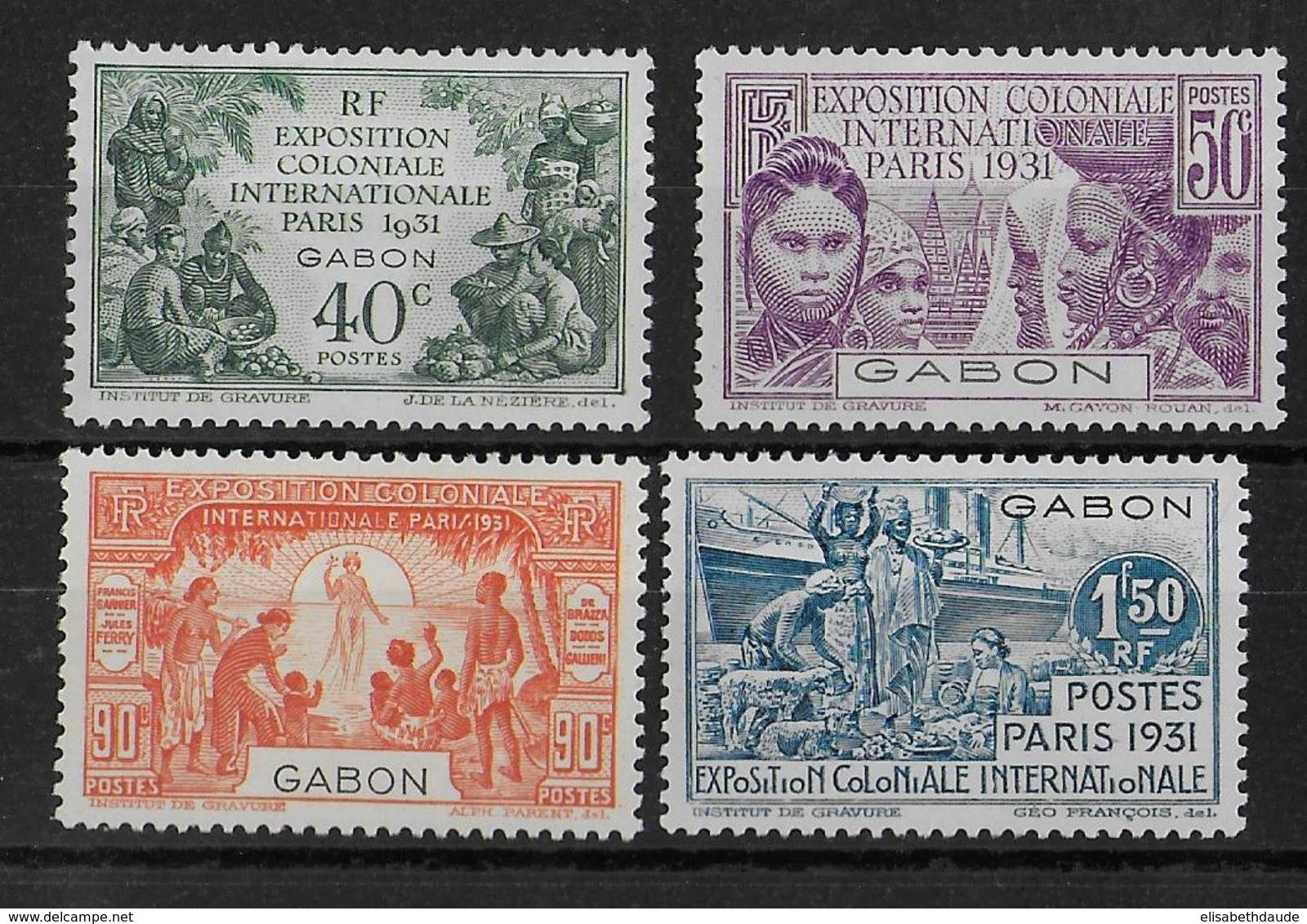 EXPO 31 - GABON - YVERT N°121/124 * CHARNIERE CORRECTE - COTE = 22 EUROS - - Nuovi