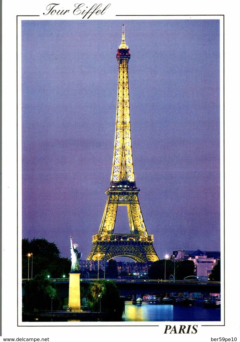 75 PARIS  LA NUIT LA TOUR EIFFEL LA STATUE DE LA LIBERTE - Tour Eiffel