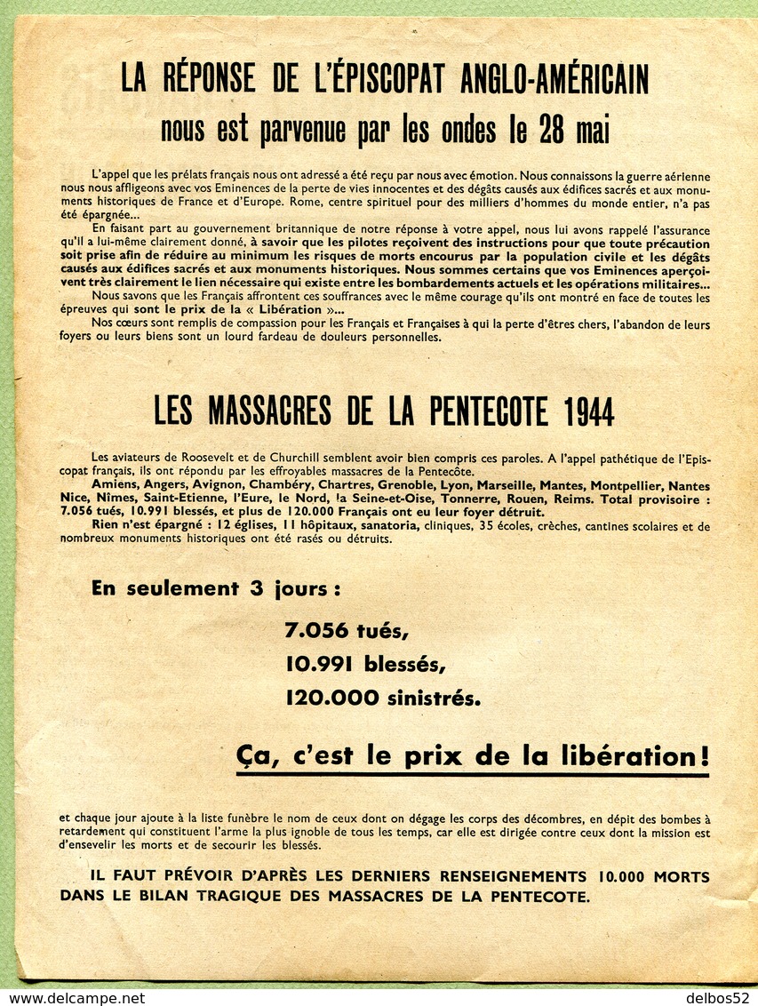 WW2 : " TRACT 39-45 COLLABORATION - PROPAGANDE - PETAIN - L.V.F. - Historical Documents