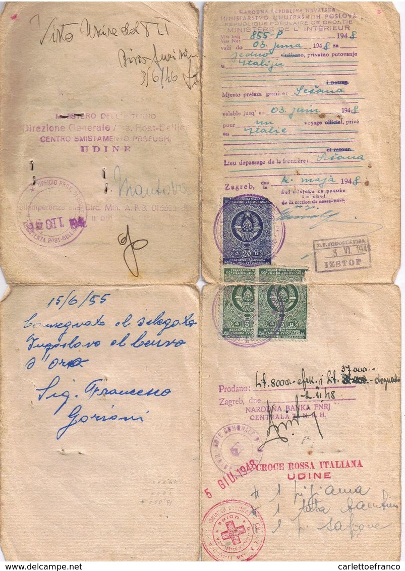 Passaporto Provvisorio Per Solo Rimpatrio Per Esule Fiumano (Giovanna Vrh ) Da Consolato Italiano A Zagabria - 1948 - Poststempel