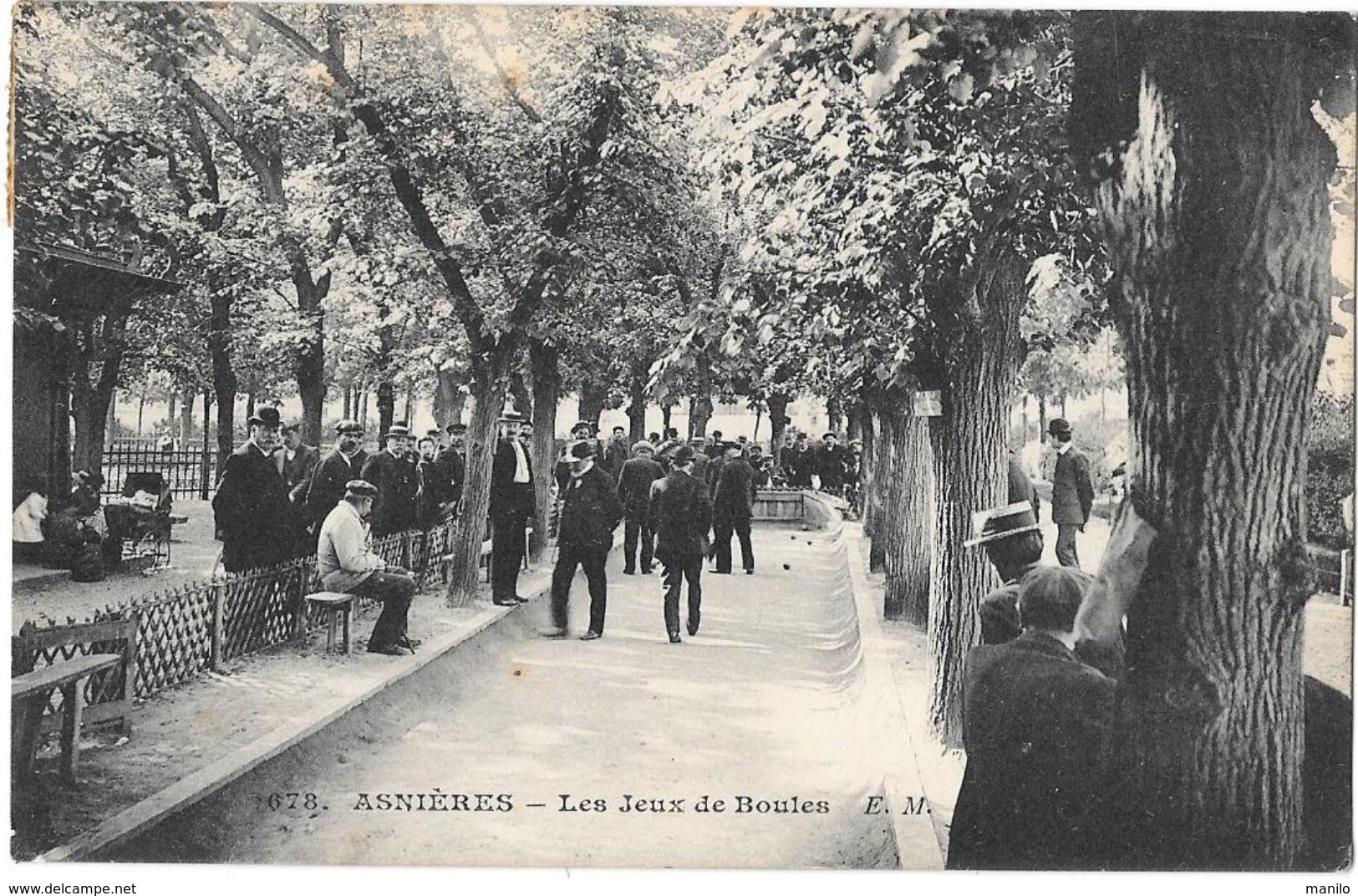 SPORTS - PETANQUE - JEUX DE BOULES à ASNIERES SUR SEINE   - Edition E.M MALCUIT  . N° 678 Voyagé En 1912 - Petanca